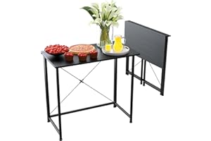Rcynview Table pliante pour ordinateur portable Noir Table d'ordinateur pour étude, maison bureau, table de bureau pliable pour ordinateur, table de cuisine pliante, tables pliantes 80 x 45,5 x 74 cm