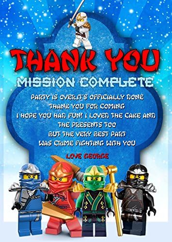 Design buddies Ninja personalised Birthday Party Thank you cards x8