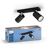 Philips LED Faretto Kosipo, 2 Punti Luce, Attacco GU10, 10W, Nero
