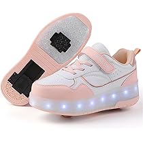 Rolltongoz Rolschaatsschoenen voor jongens en meisjes, LED-oplichtende sneakers, schaatsschoenen met oplaadbare en afneembare wielen, het cadeau voor feest, verjaardag, kerstdag, Paars, 37.5 EU