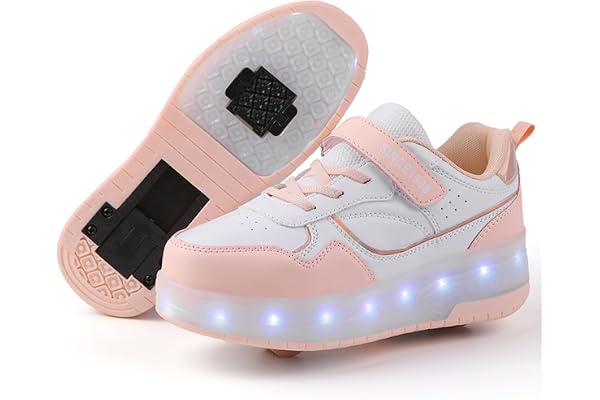 Rullskridskor för pojkar och flickor barn LED-upplysta modesneakers skridskor med uppladdningsbara och avtagbara hjul gåvan för fest födelsedag jul