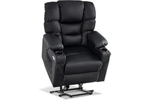 M MCombo Fauteuil électrique avec 3 Moteurs, Dossier et Support de Jambe réglables, Fonction Relaxation et Couchage jusqu'à 170°, Appui-tête réglable 7550 (Noir)