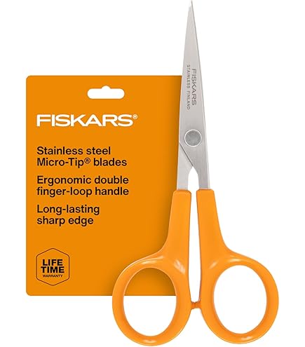Fiskars Classic universele handwerk- en stofschaar, Rechtshandig, Totale lengte: 21 cm, Verbeterde Torx-schroef en ergonomische handgreep, Hoogwaardig staal/kunststof, Oranje, 1075032