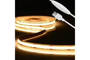 Mugust 2M USB 5V COB LED-list Varmvit 3000K Dimmbar, TV LED-belysning 640LEDs Dimbar COB LED-list med Självhäftande för Sovrum, Hem DIY-belysning (2M)