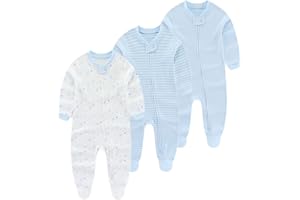 Chamie Baby grows Sleepsuits Rompers Long Sleeve Boys Girls Cotton 0-3m/3-6m/6-9m/9-12m