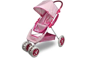Anivia Dolls Pram, Doll Pushchair, 2 in 1 Stroller Dolls Pushchair & Pram Toys Gift For Kids, Suitable Dolls Up to 18 inch - Pink