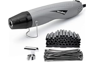 FloweryOcean Mini Pistolet à Air chaud 350W,2 Température 392°F/662°F Décapeur Thermique,Protection de Surcharge,pour Gaufrage,Gaines thermorétractable,Epoxy,Emballage Rétractable,Marquage CE,Gris