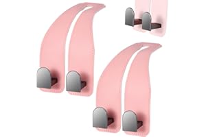 LYOOLY Car Hooks for Headrest, Leather Car Seat Back Storage Organizer Interior Accessories, More Wide & Deep Auto Seat Hook Hangers for Purse Umbrellas Handbag Clothes Coats Grocery Bags (Pink-2 Pack)