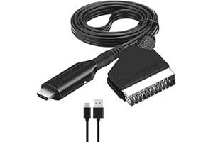 FIZZIX Scart to HDMI Adapter with USB Power - Full HD 1080P Compatible with HDTV STB VHS Xbox - Video & Audio Transmission, Plug & Play, Compact Design