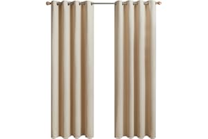 Topfinel Cortinas Termicas Aislantes Opacas con Ojales para Cocina Habitacion Infantil Dormitorio 2 Piezas Beige 140x175 Cortina Salon Moderno para la Habitacion de Matrimonios