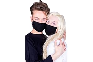 ALEX(E) Lot de 2 Masque de Protection Visage UNS1-CAT1, Tissu Lavable, Avec Barrette Nasale & Elastique réglables, Made in France Normes AFNOR & DGA (Noir)