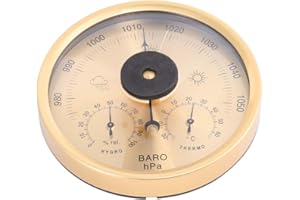 OUNONA Baromètre anéroïde 3 en 1 de précision - Station météo, thermomètre hygromètre pour intérieur et extérieur avec structure en acier inoxydable (jjaune)