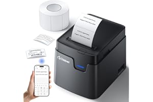CLABEL 221D Stampante Etichette Termica Bluetooth per Desktop, Etichettatrice Adesiva Compatibile con PC e Smartphone, per Codici a Barre, Prezzi, Ufficio, con 1 Rotolo Etichette 50x30 mm