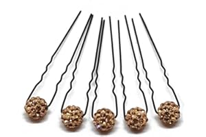 FLEXISTORE 5 Epingle à cheveux avec boule de strass - Accessoires cheveux mariage - Noire - Beige