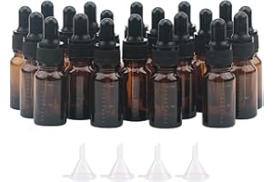 Unxuey Bursztynowe szklane butelki z zakraplaczem o pojemności 10 ml z przezroczystymi szklanymi pipetami, zakraplacz do olejków eterycznych, perfum podróżnych, zapachów oczu, fiolek na próbki płynów