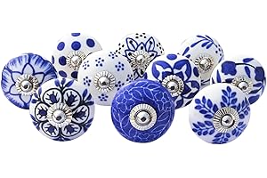 Royal Kraft Vintage Hand Painted Ceramic Pull Knobs for Kitchen Cabinet, Door & Drawer, Wardrobe, Cupboard (Set of 10) Sknob002