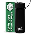 frank green Water Bottle – 595ml/20oz Metal Water Bottle with Straw Lid, Ceramic Insulated, Stainless Steel, Triple Wall Vacuum – Midnight Black by frank green