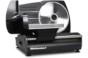 Elite Gourmet EMT-625B## Ultimate Precision Electric Deli Food Meat Slicer Removable Stainless Steel Blade, Adjustable Thickness, Ideal for Cold Cuts, Hard Cheese, Vegetables & Bread, 7.5”, Black
