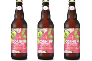 TWELVE GREEN BOTTLES Cornish Orchards 4% Raspberry & Elderflower Cider 50cl - Pack of 3