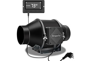Brogachy 100mm Extracteur d'Air Intelligent 365 m³/h,Ventilateur d'extraction 3000 RPM, Triphasé EC Moteur, Pour Hydroponique Tentes de Croissance, Grenier Atelier et Garag.