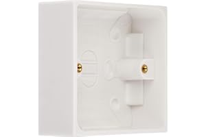 Merriway BH04175 Moulded Surface Pattress Back Box 1-Gang 35mm (1.3/8 inch) Deep - White