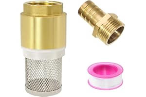 DIYCUT 1" Vanne Non Retour Pompe, Crepine Pompe, Clapet Anti Retour 1 Pouce, Crépine Aspiration, avec Raccord Fileté Mâle 1" et Ruban Brut, pour Pompe Eau, Tuyau Aspiration, Conduites Hydrauliques