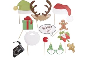 GINGER RAY Weihnachtliches Photo Booth, Requisiten, Fotozubehör, Party Accessoires für Fotoecke - 10 teilig