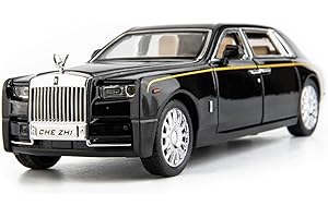 TGRCM-CZ Kompatibel für 1/32 Rolls-Royce Phantom Modellauto Spielzeugauto mit Sound und Licht für Kinder Junge Mädchen, Metallkarosserie-Tür geöffnet Schwarz