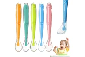 LACHT Cuillères en Silicone pour bébé Enfants, Lot de 5 Cuillère à soupe avec embouts en silicone souple pour l'Alimentation et le Sevrage de Bébé, sans BPA, 6 mois