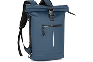 Lekeinchi 17-Inch Waterproof Laptop Backpack for Men and Women - Roll Top Design for School, Travel, Business, Work, and Camping(Blue)