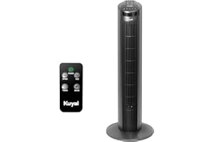 Kuyal Tower Fan, 29-Inch Portable Oscillating Fan, 3 Speed Control, Compact and Space Saving, Oscillating Tower Fan with Remote Control & Timer Function for Home and Office Use, 45W (Dark Titanium)
