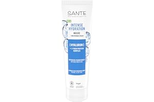 SANTE Naturkosmetik Intense Hydration - Masque capillaire à l'acide hyaluronique + complexe protéiné triple couche - Masque hydratant végétalien pour cheveux secs - Avec aloe vera et extrait de mangue