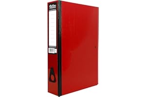 Pukka Foolscap A4 Glossy Box Files with Document Clip & Push Lock School Work Office 70mm Spine File Organiser (Red)