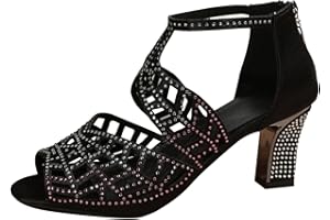 HAOLEI Women Diamond Sandals Sequin Pointed Toe Kitten High Heel Latin Ballroom Dance Shoes Glitter Rhinestones Salsa Latin Dancing Heels