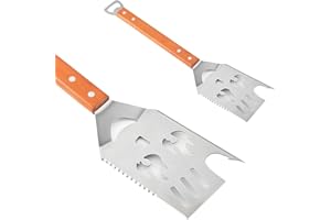 YAASIER Spatule Barbecue 8 en 1, Outil de Grill Multifonction avec Décapsuleur, Accessoires Barbecue pour Le Camping en Plein Air Barbecue, Cadeaux pour Hommes