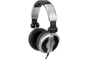 Pronomic KDJ-1000 DJ-Kopfhörer - Außenschallisolierung dynamischer Kopfhörer - kabelgebundener Studio-Kopfhörer (107 db SPL, 3,5 m Kabel, Verstellbarer Kopfbügel, inkl. Adapter) - Silber/schwarz
