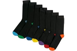 SOXY 12 Pairs Boys Cotton Rich Colour Heel & Toe Black School Socks Sizes 9-12, 12-3 & 4-6