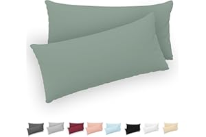 ‎TWINZEN Twinzen® Kissenbezug 40x80 (2er-Set) - 100% Jersey Baumwolle 150 GSM Kissenbezüge - Grün - Für Kissenbezüge 40x80 cm - Kissenhülle - Kissenbezug mit Reißverschluss - Oeko-Tex Zertifiziert
