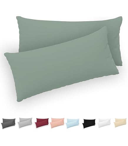 Lavea® Zijslaapkussenslopen 40x145 cm Set van 2 – Kussenhoezen van 100% Zachte en Ademende Jersey Katoen met YKK Ritssluiting – Crème