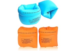 LANKOER 4 Pack Inflatable Swimming Armbands, Thickened Float Roll up Sleeves Swimming Arm Floats Pool Arm Bands Float Swimming Ring Roll Up Armbands for Kids Adults