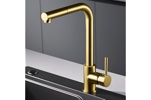 NOLUXA IMEX - Grifo de Cocina Extraible | Grifo Monomando Fregadero | Griferia de Cocina con Mangera Flexible 360º | Serie Malta | Color Oro Cepillado