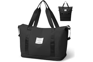 Howala Travel Bag Large Capacity Travel Duffel Bag Waterproof Travel Bags for Women Expandable Weekend Bags Lightweight Sports Gym Bag Luggage Bag Shoulder Weekend Overnight Bag for Women Men, Black