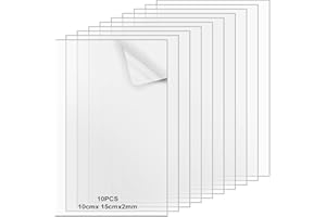 ICHOWHO Thick Clear Acrylic Sheets 2mm, 10pcs Perspex Sheet Acrylic Board Plastic Sheet for Picture Frame Glass Replacement, Display Projects, Painting, Greenhouse Replacement Glass, 10 X 15 cm