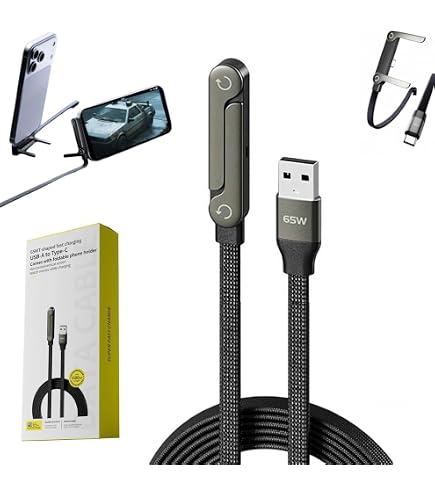 2-in-1 Invisible Holder Charger Cable – 240W Fast Charging Cord with Built-In Phone Stand, Type C and Folding Phone Holder 5ft for iPhone 15-17/ Smartphones/Tablets (1Pcs 2-in-1 Invisible Holder Charger Cable – 240W Fast Charging Cord with Built-In Phone Stand, Type C and Folding Phone Holder 5ft for iPhone 15-17/ Smartphones/Tablets (1Pcs