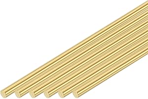 sourcing map 6 Pcs 1/8"(3mm) Dia Brass Solid Round Rod, 4"(102mm) Length H62 Brass Lathe Bar Stock Round Brass Rod for DIY Crafts Industry Construction