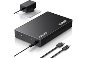 ORICO 3.5" External Hard Drive Enclosure SATA III to USB3.1 Type C for HDD Tool-Free Installation Supports UASP and 20TB Drives - Black
