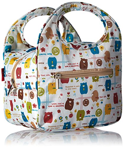 iSuperb Niedlich Kühltasche Lunch Tasche Box Wasserdicht wiederverwendbar mit bezauberndem Animal Bild isoliert Lunchpaket für Frauen Damen Mädchen Kinder Kids Schüler Jugendliche (Netter Bär Weiß) - 2