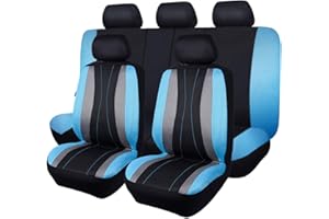 Flying Banner Universal Breathable Mesh Car Seat Covers Full Sets with Airbag Compatible (Black and Blue)