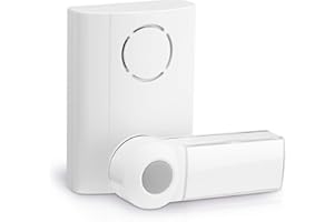 conecto Funk-Türklingel Set, Taster und Klingel, 100 Meter Reichweite, 36 Klingeltöne, kabellos, batteriebetrieben, weiß, SA-CC50230-V2