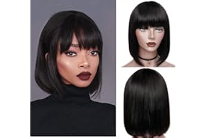 IFLY Non Lace Front Perruques Bob Court Perruques droites brésiliennes de cheveux vierges Perruques de cheveux humains en pour femmes noires Perruques Cheveux Remy 8 Pouces